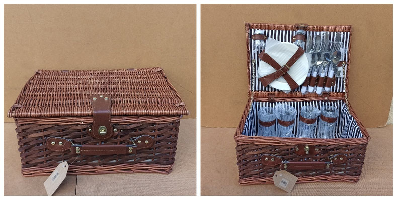 Cesta de picnic con 4 servicios. Ref 22225. 39x26x20.  
