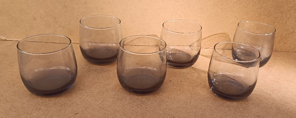 Juego vasos vajilla vidrio ahumado Elsa modelo Tossa. 6 unidades. 9x8. 