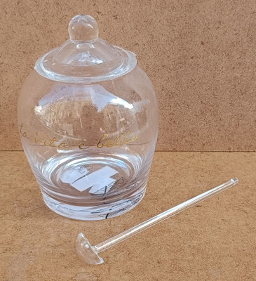 Bote para aceitunas con cuchara cristal. Ref 844475. 