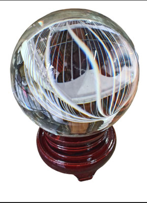 Bola cristal base madera. Ref 2796009. 20 cms diámetro