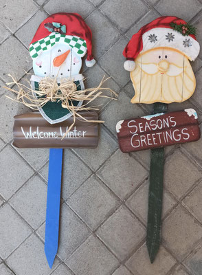Estacas Navidad madera y chapa. Ref S27002. 95x32