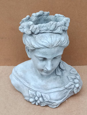 Macetero busto mujer cemento. Ref 28348. 29x25x17