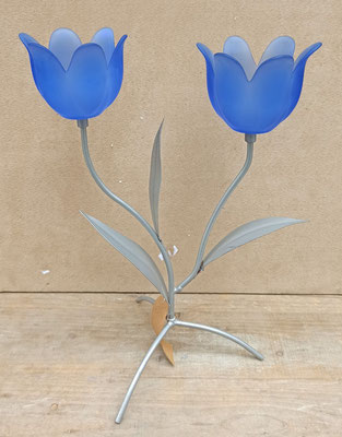 Velero doble tulipán cristal y metal. Ref WR533. 33x24x10