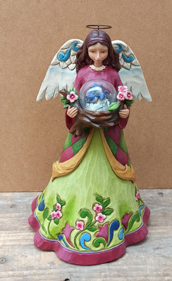 Jim Shore angel with bird in a glass dome. 