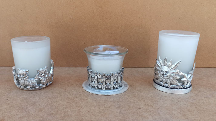 Portavelas metal y cristal. Ref 54551 (7x5,5), 54076 (5,5x6,5) y 54069 (8x5)