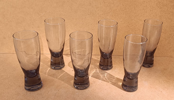 Juego de copas de champán vajilla vidrio ahumado Elsa modelo Austral. 6 unidades. 15x6. 