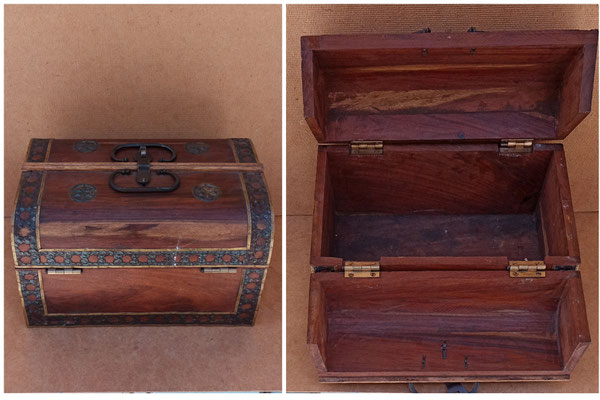 Caja madera adornos latón. Ref MA11226. 29x20x19