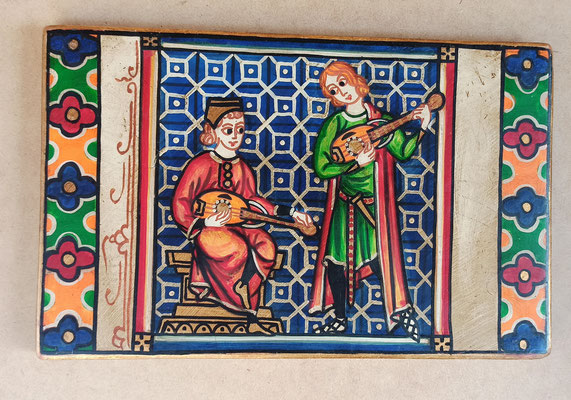 Tabla madera motivo medieval. 30x19