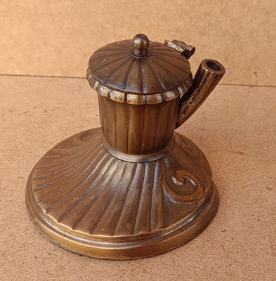 Tintero metal pocillo porcelana. Ref 1227447. 9,5x8,5