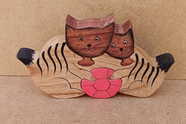 Puzle madera gatos pelota. Ref PZ005. 14,5X9X2