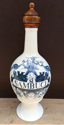 Botella Sambuci porcelana china pintado a mano. Ref MC040. 29x13