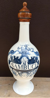 Botella Sambuci porcelana china pintado a mano. Ref MC040. 29x13
