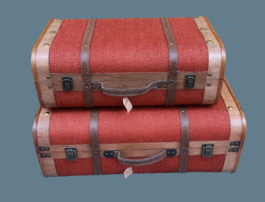 Maleta madera color teja. Ref 69949. Grande 61x24x37. Pequeña 59x31x19. 