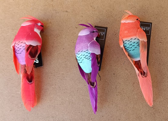 Pájaros porexpan plumas clip. Ref 83210. 3x12