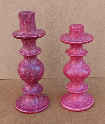 Portavelas Besmo product de esteatita tallado a mano en Kenia. Ref KS055. Grande 21x8. Pequeño 20x8