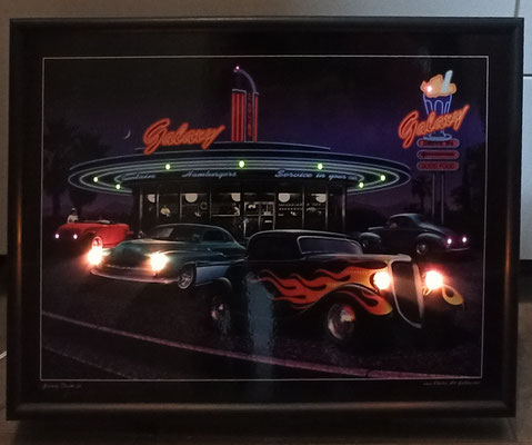 Cuadro luminoso Electric Art "Galaxy drive inn".  47x30. Hecho en USA.