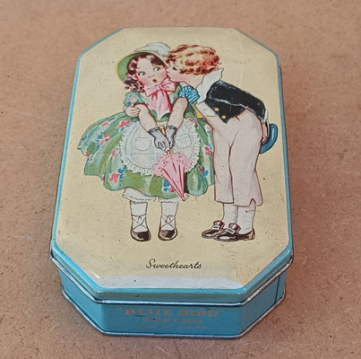 Caja metal vintage Blue bird toffee (England). 3,5x14x9