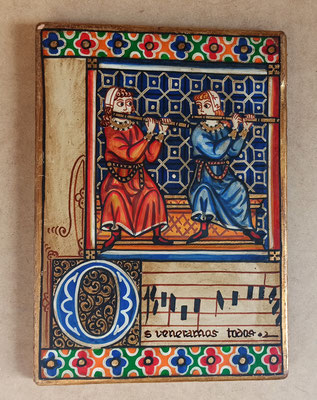 Tabla madera motivo medieval. 30x22