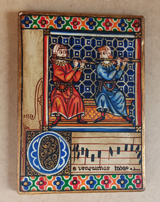 Tabla madera motivo medieval. 30x22