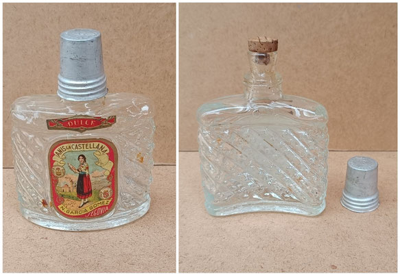 Petaca cristal con vaso anís La castellana. Ref GOY. 12x9x3