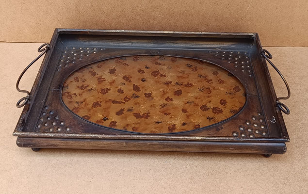 Bandejas metal y cristal. Ref HA589. Grande 40x56x6. Pequeña 33x47x6