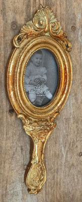 Portafotos pared forma de espejo de mano. Ref 2F0232. 26x12