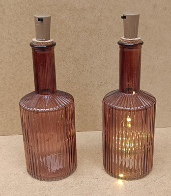Botella cristal tapón led. Ref 24388. 24x8