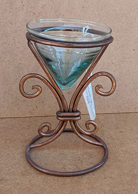 Portavelas cristal y metal. Ref 6146103. 16x10. Pareja disponible 