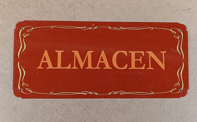 Chapa "almacén". Ref CJS. 23x10
