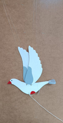 Pájaro móvil madera para techo. Ref 232212. 26,5x27x45