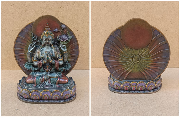 Buda tibetano Avalokiteshvara resina. Ref 63467. 15x11,5x7