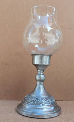 Portavelas cristal y metal. Ref 7-7697. 28x12. Pareja disponible.