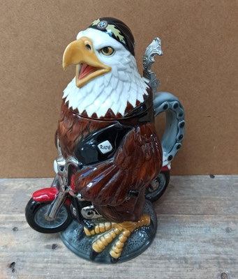 Jarra cerveza Harley Davidson cerámica. Ref 4133. 29X18X17