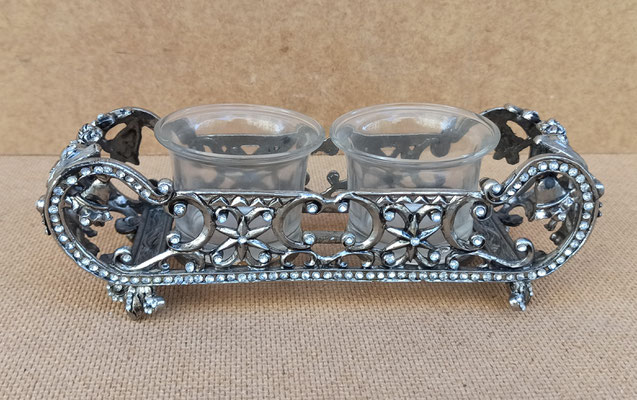 Portavelas metal y cristal. Ref 30000001. 20x6x7 