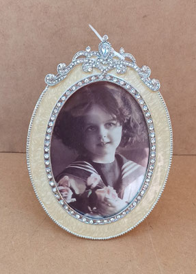 Portafotos oval metal esmaltado. 18x12