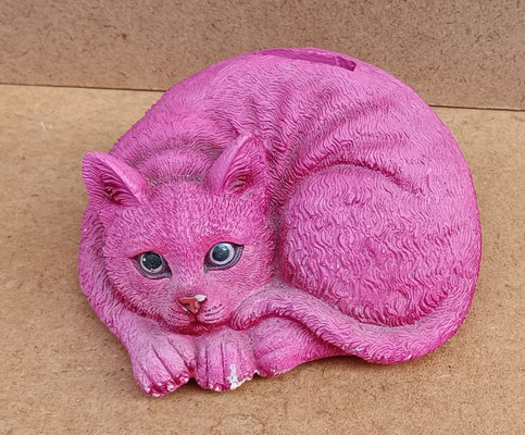 Hucha gato fluor resina. Ref 687461. 6x14x11