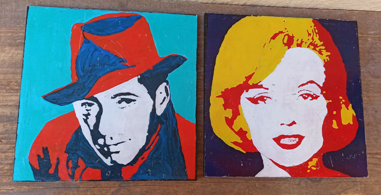 Placas servicios Hombre/mujer madera color (Bogart/Monroe). 25x25