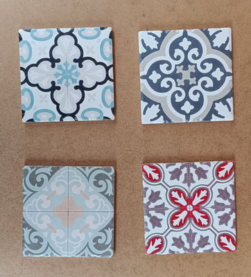 Juego 4 posavasos motivo azulejo hidraúlico. Ref 10634. 11x0,5