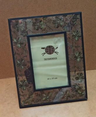 Portafotos meta/tela. Ref 49914. 25x19