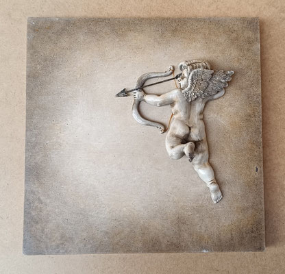 Cuadro ángel relieve resina. Ref 4913/147. 25x25x8