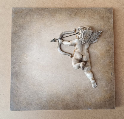 Cuadro ángel relieve resina. Ref 4913/147. 25x25x8