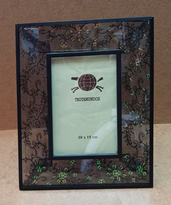 Portafotos meta/tela. Ref 49915. 25x19