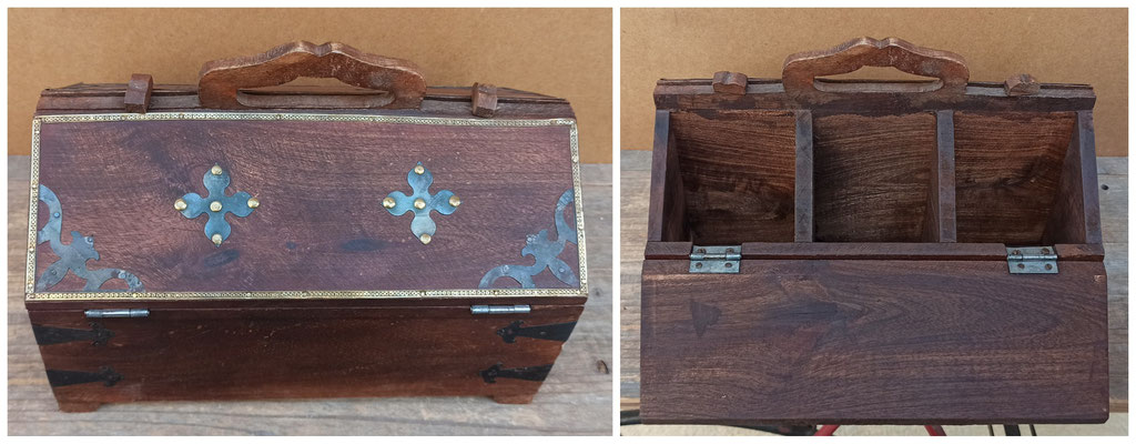 Caja madera con detalles de latón. Ref MA11326. 31x19x22