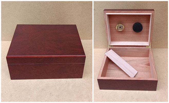 Cava de puros madera color cerezo. Ref  30935. 26x22x11. Capacidad 25 puros