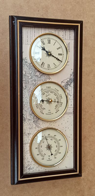 Reloj con estación meteorológica pared  (barómetro y termómetro). Ref 451018. 45x21