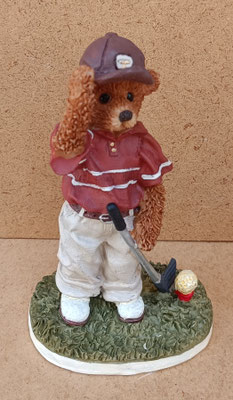 Oso golfista resina. Ref 66030. 12x7x5