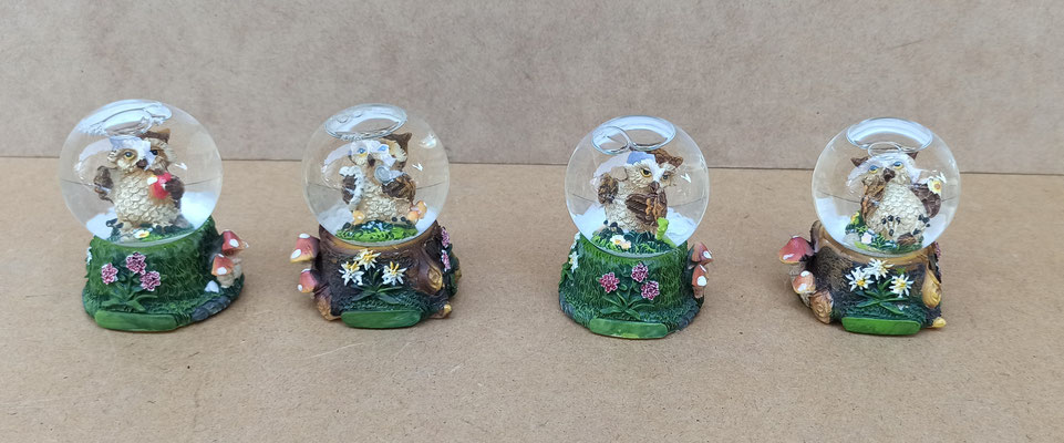 Bola nieve mini búhos resina. Ref 10/309. 6X4. Consultar modelos disponibles