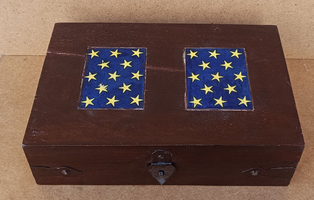 Caja madera y azulejo. Ref 36890. 30x20x9