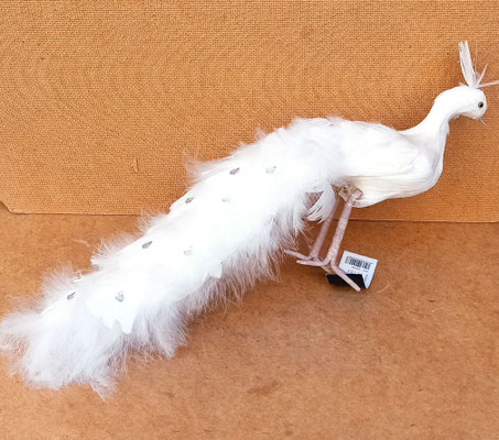 Pavo real poliespan y plumas. Ref 104248. 20x43x8