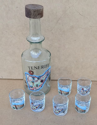 Botella con 6 vasos chupito Tenerife